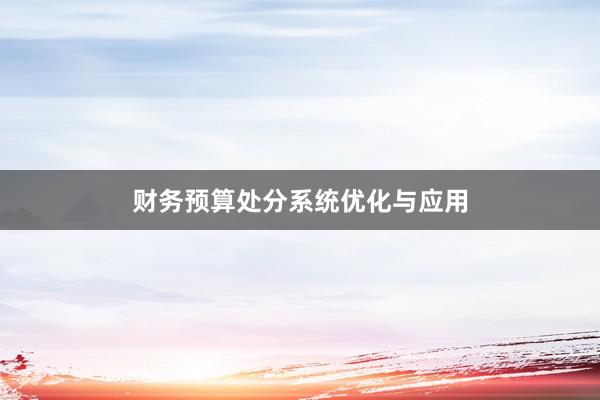 财务预算处分系统优化与应用